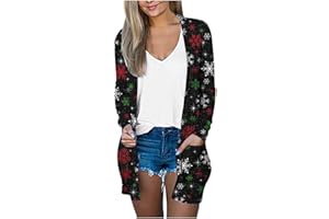 HYAERGF Womens Cardigans Fall Long Sleeve Open Front Sweaters Xmas Tree Pumpkin Graphic Cardigan Lightweight Coat with Pocket