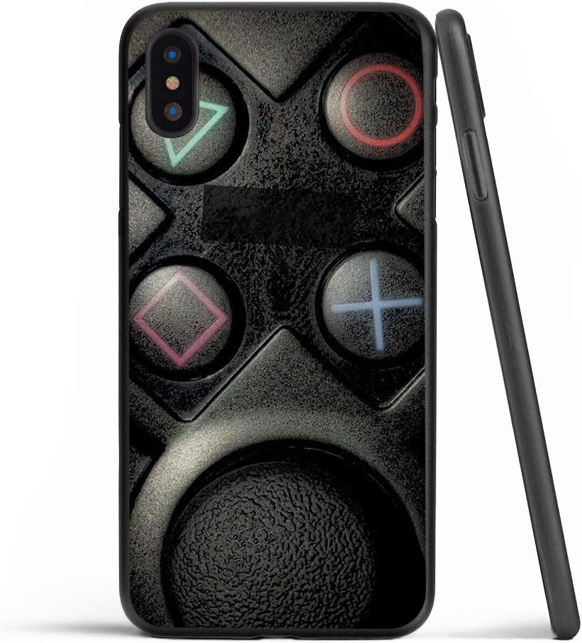 Gaming Supreme Console Station Gamepad Design 3D Relief Embossed Hard PC Power Protective Cover Case for 6 7 8 5S 6plus XS XS Max XR Case with Soft Silicone Frame Back Cover Skin (iPohne 7 8 Plus)