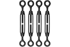 Antrader M4 Turnbuckle Eye and Eye,4Pcs M4 304 Stainless Steel Eye to Eye Turnbuckle Heavy Duty Wire Rope Tension Heavy Duty Turnbuckles for Cable Railing Wire Rope Hardware Kit,Black
