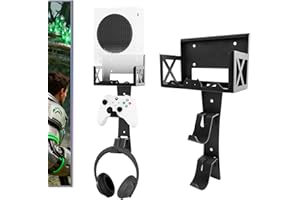 BracNova Wall Mount Kit for Xbox Series S,Steel Mount Includes Detachable Controller Holder and Headphone Stand （NOT for Xbox ONE S）