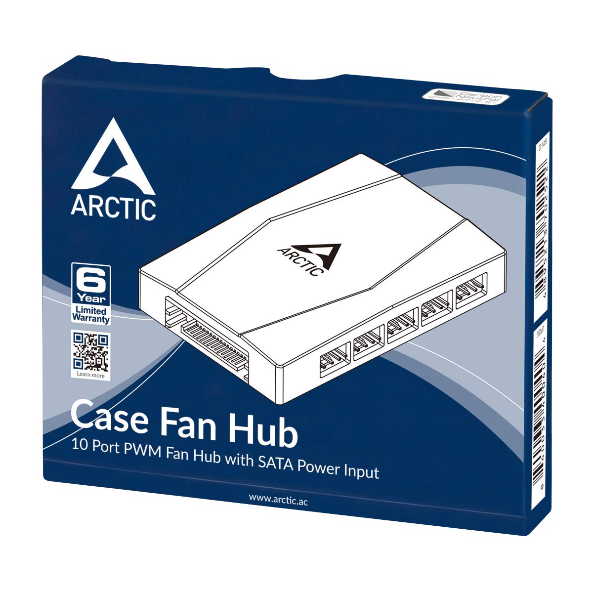 ARCTIC Case Fan Hub - 10-fold PWM Fan Distributor with SATA Power - Black