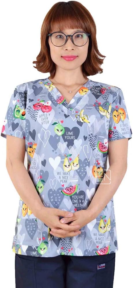 COTZFOZ Women Scrub Top with V Neck Scrub Uniforms Instretchy Fabric Medica Uniforms