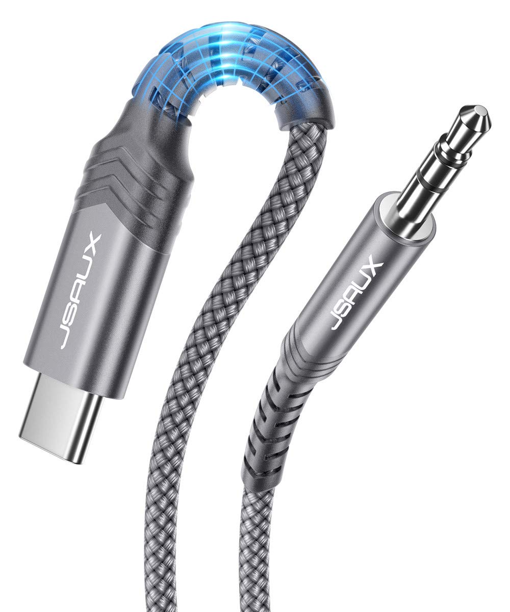 JSAUX USB C to 3.5mm Audio Aux Jack cable 1M, Type C adapter to 3.5mm male headphone stereo cable car compatible with iPad Pro 2018 Google Pixel 2 3 XL, Samsung Galaxy S22 S21 S20 Ultra Note 10 -Grey