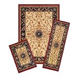 Achim Home Furnishings Capri 3-Piece Rug Set, Wrought Iron Medallion