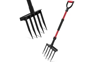 Pitch Fork for Garden, 5-Tine Heavy Duty Pitchfork for Loosening Soil, 41 Inch Gardening Fork for Digging, Composting, Spadin