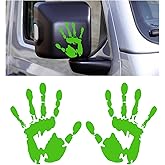 KVAEY 2PCS Car Wave Stickers, The Lazy Waver Sticker Auto Waving Hand Sign Decal, Waterproof Rearview Mirror Hands Wave Sticker Decor for Auto SUV Truck, Exterior Car Accessories (Green)