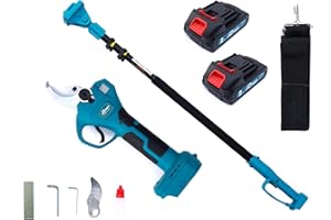 TYDEEY Cordless Electric Pole Pruning Shears 1.6" Pruner 15.2 ft Max Reach, Brushless Motor, Battery Power Long Handle Tree Trimmer, Extendable Garden Scissors Lightweight ((1.6 in) With 2 Batteries)