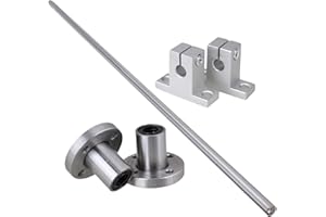CNBTR Horizontal Round Flange Motion Bushing Bearing 8mm Dia &400mm Linear Shaft Optical Axis with Rod Rail Support Set