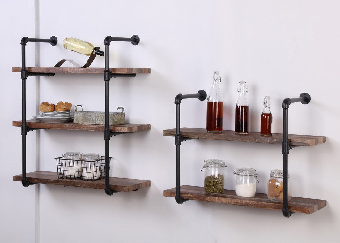 Homissue 2Shelf Rustic Pipe Shelving Unit, Vintage Industrial Pipe
