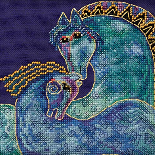 Mediterranean Mares Beaded Counted Cross Stitch Kit (Aida) Mill Hill 2017 Laurel Burch Horses Collection LB301721