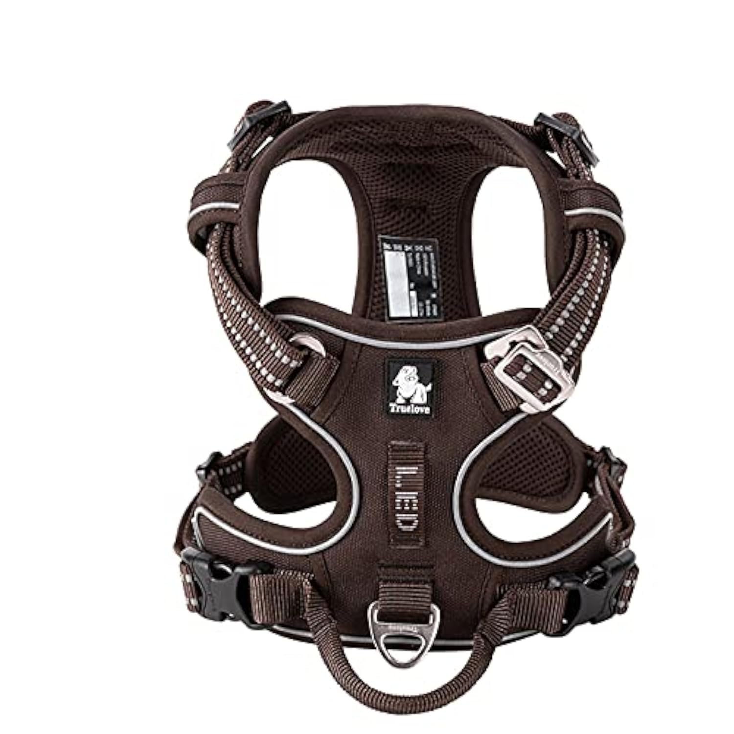 WINHYEPET True Love No Pull Dog Harness Extra Reflective Pet Harness for Small Medium Large Dogs Adjustbale for Running Walking Padded Soft Mesh Vest Easy Control TLH56512(Brown,L)