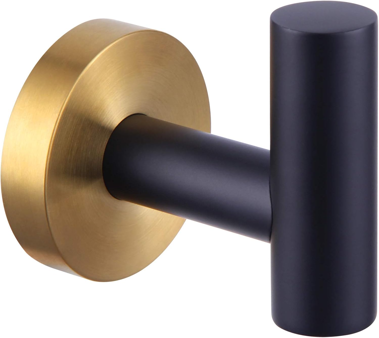 Robe Towel Hook Matte Black and Gold, APLusee Stainless Steel Single Prong Coat Hook Bathroom Kitchen Garage Home Storage Round Utility Hanger - - 