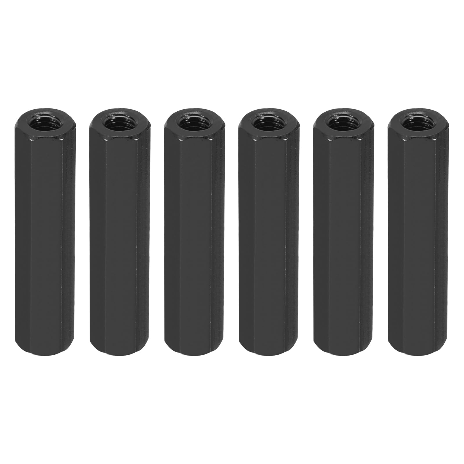PATIKIL M3 Hex Nuts, 6pcs M3 Threaded Spacers Aluminum 25mm L Female Metal Spacer Screw Standoff for M3 Screw Bolts RC Car Drones Stacks Motherboard, Black