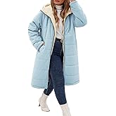 NRZD Women's Winter Coats Plus Size Reversible Fleece Jackets Hooded Lightweight Oversized Long Down Coat for Commute Travel