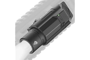 Solofish 1500 Lumen Slidable Tactical Flashlight Compatible with Picatinny 21mm Width Rail for Rifle (Not for Pistol), Rechargeable Weapon Light with Strobe/Momentary/Power Indicator