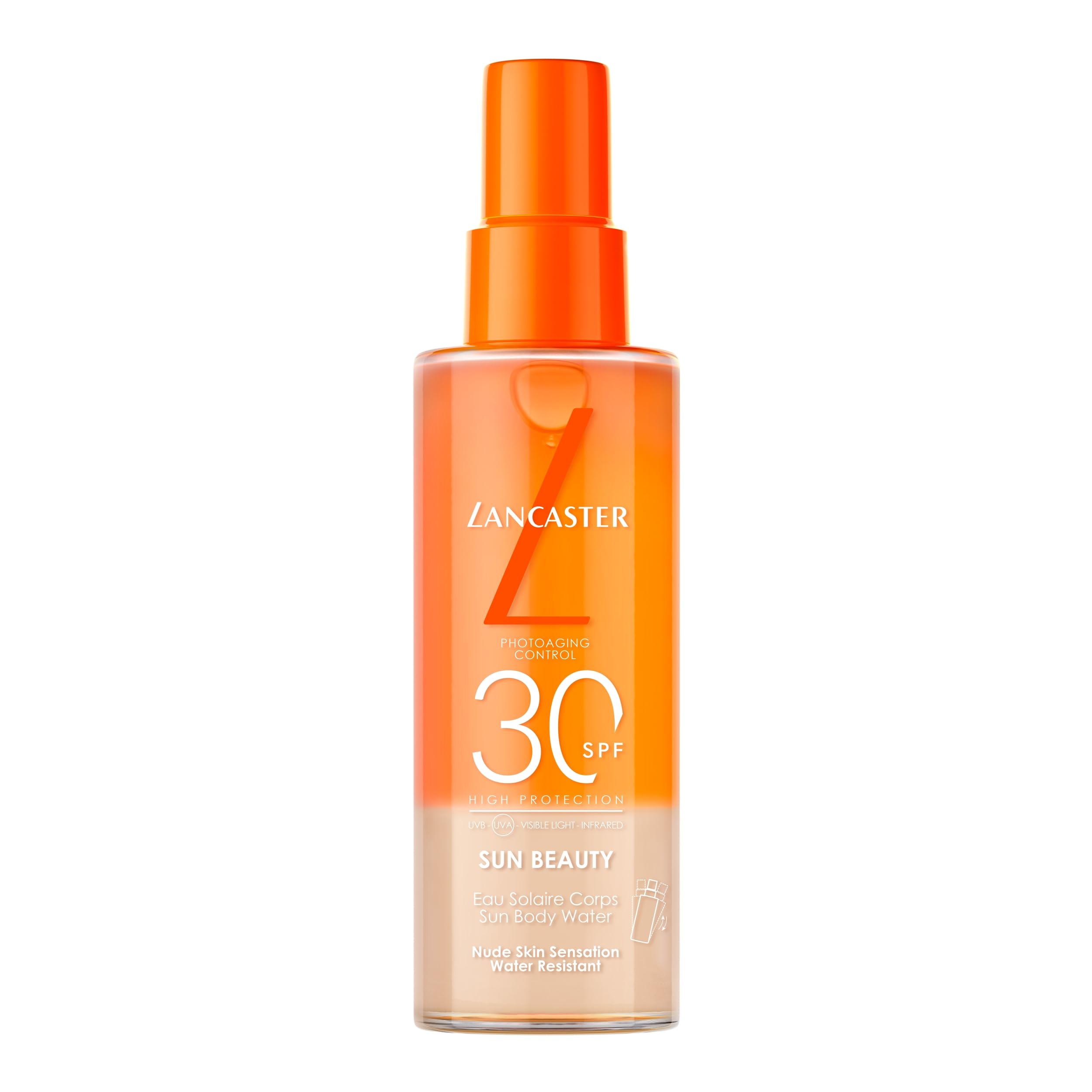 Lancaster Sun Beauty Body Water SPF30 150ml, Photoaging Control, Nude Skin Sensation, Broad Spectrum Sun Protection, Water and Sweat Resistant Spray, Suitable for All Skin Types