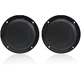 Herdio 4 Inches Waterproof Marine Ceiling Flush Wall Mount Speakers with 160 Watts Power, Handling for Kitchen Bathroom Boat Car Motorcycle Cloth Surround and Low Profile Design - 1 Pair (Black)