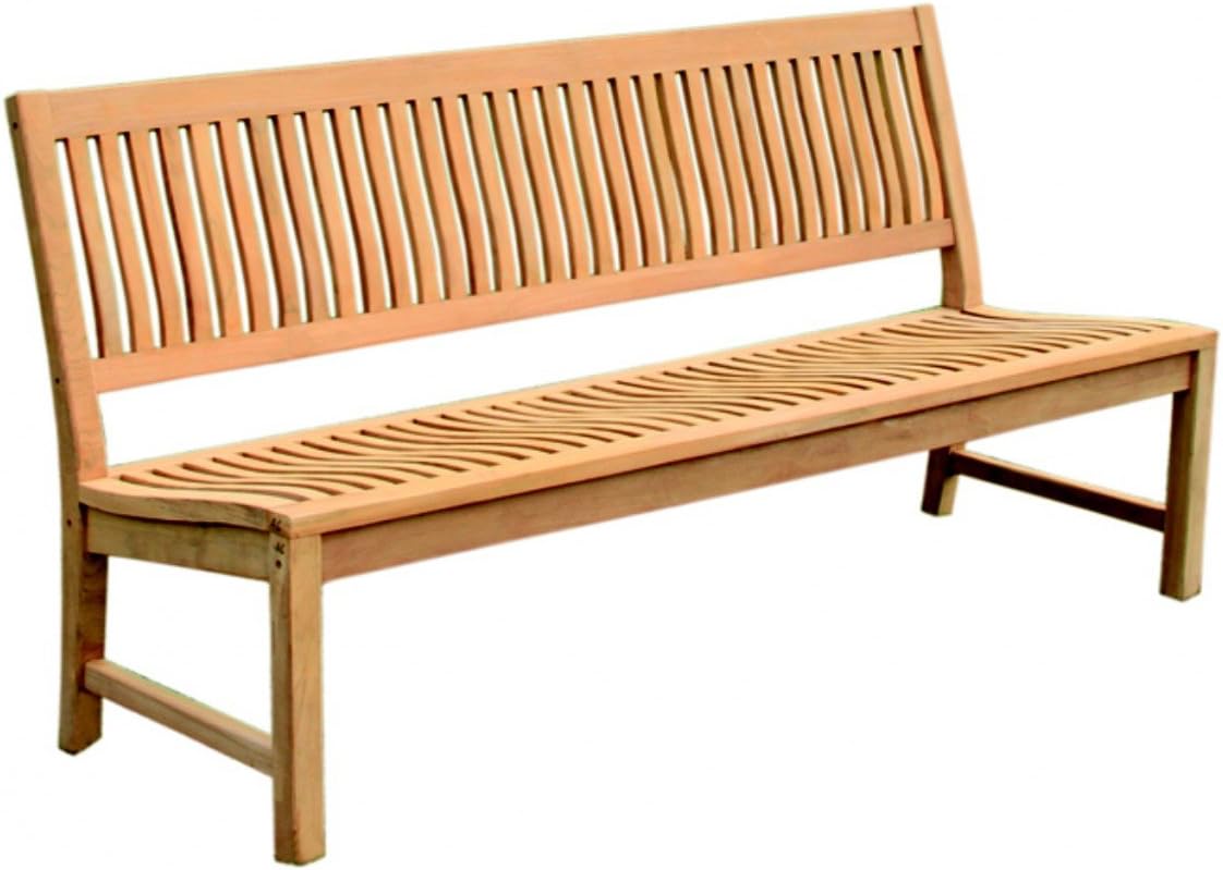 180 CM Garden Teak Bench without Arm Rests, Teak Bench with Stainless