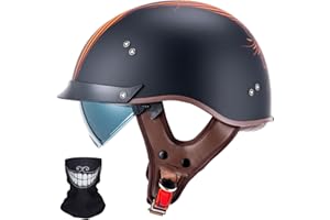 VCOROS Half Helmet Motorcycle DOT Approved Open Face Helmet with Sun Visor and Quick Release Buckle for Adults Men and Women (F07A Angel,M)