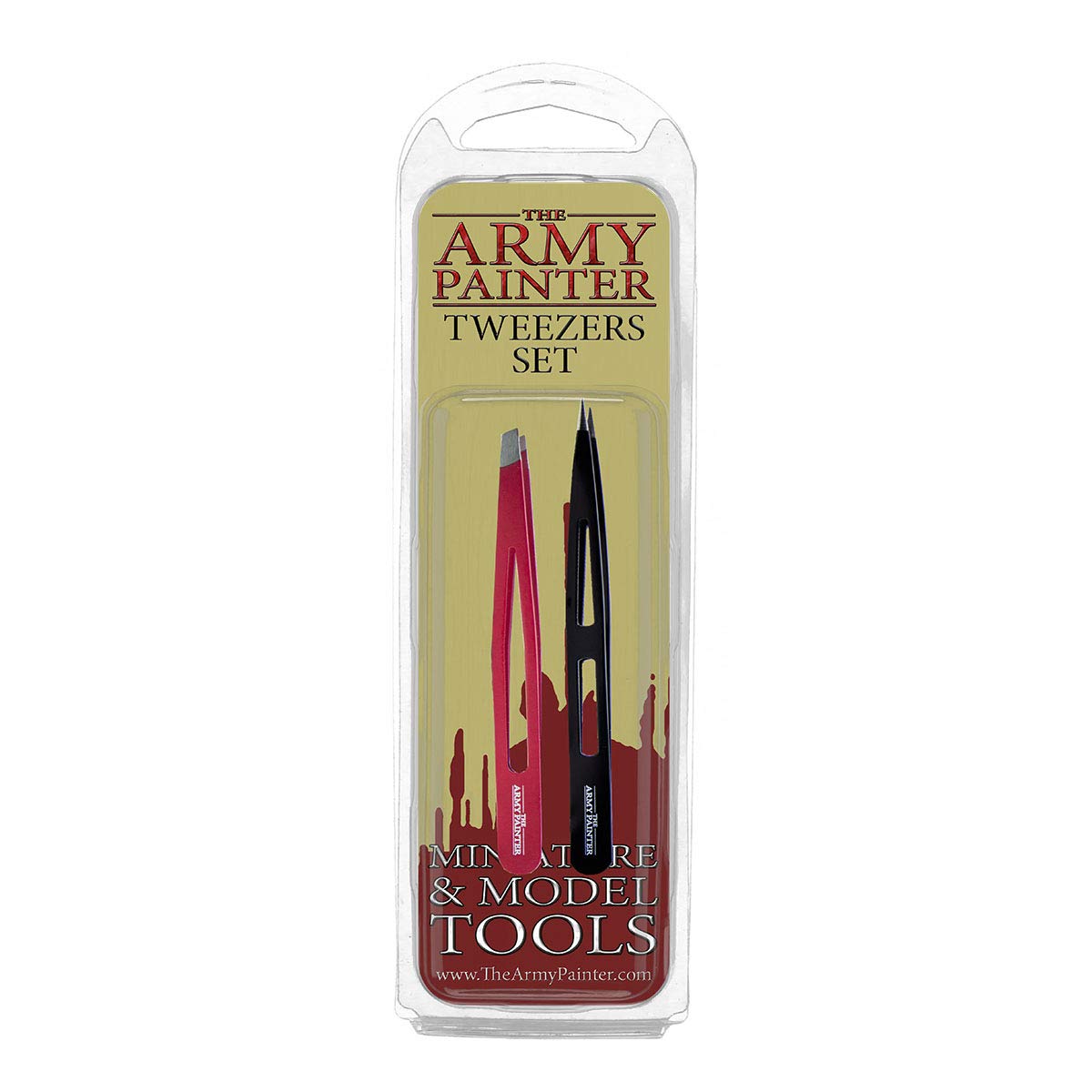 The Army Painter 2-Piece Precision Tweezers - Slant & Pointy, 95mm Flat Tip & 103mm Pointy Tip. for Assembling Miniatures and Crafting.