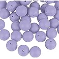 uxcell 50Pcs 12mm Silicone Beads, Round Loose Rubber Bead Bulk Focal Beads for DIY Keychain Pens Bracelets Jewelry Making (Light Gray Purple)