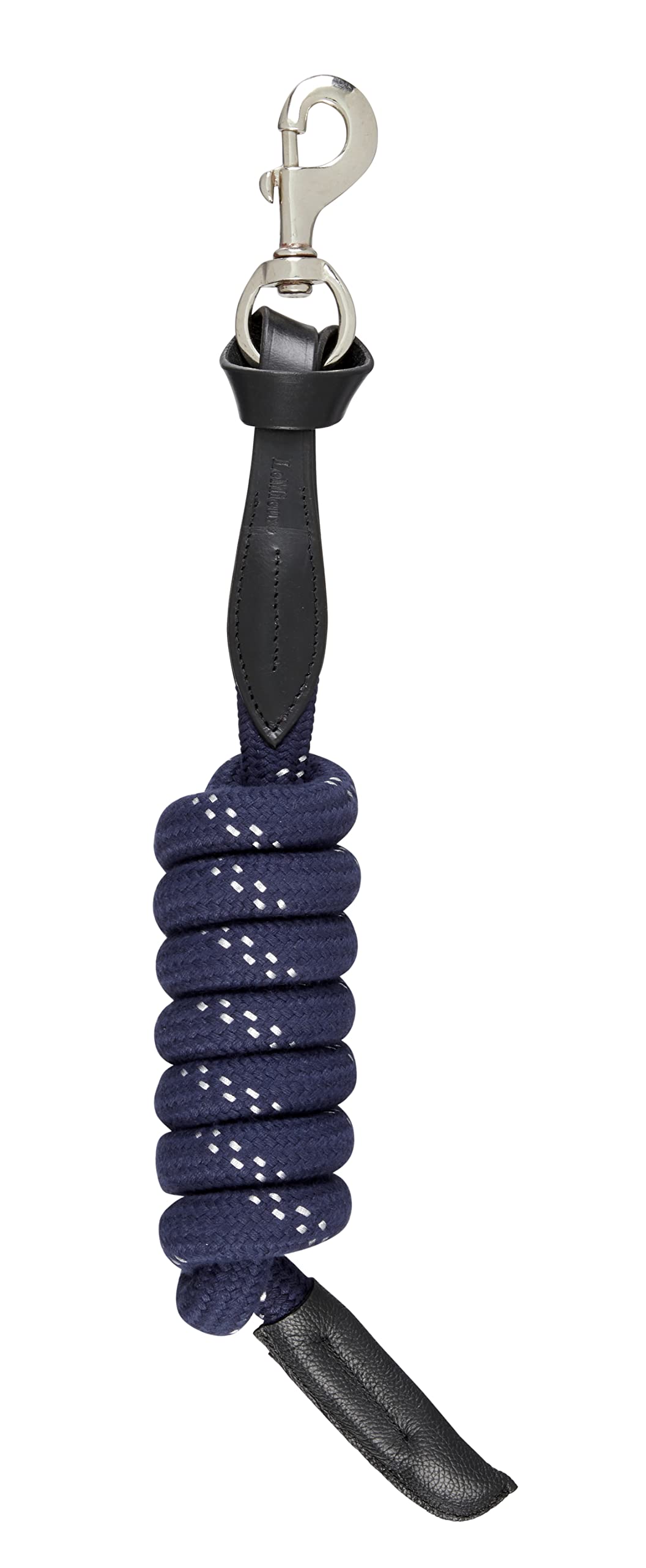 LeMieux Lasso Lead Rope for Horses - Navy - Woven & Leather - Strong Brass Trigger Clip - One Size