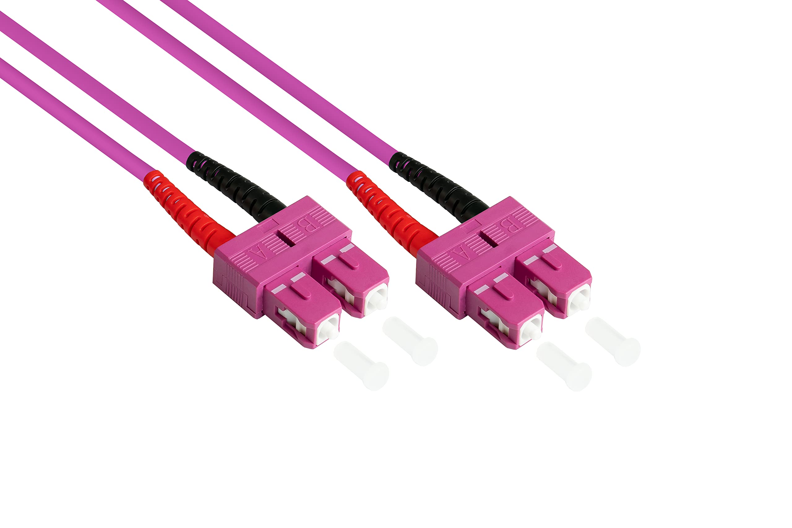 Good Connections LWL Duplex Patch Cable LC to SC Multimode 50/125 Inch Fibre Optic purple OM4 - Violett/Pink 2 m