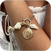 KummerSaprk Starfish Bracelet Sea Shell Charms Bracelet Summer Beach Bracelets for Women Beach Vacation Outfits for Women Trendy 2025