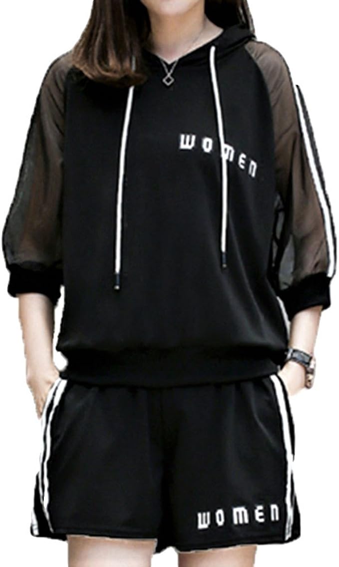 Amazon セットアップ レディース ジャージ スウェット パーカー 半袖 ショートパンツ 上下セット ゆったり スポーツ ルームウェア カジュアル 大きいサイズ ジャージ上下セット 通販