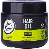 Rolda Black Hair Gel for Men - Medium Hold Styling Gel with Activated Charcoal for Wet Look - Covers Grays &amp; Enhances Black Hair - Flake + Alcohol Free (8.81 oz)