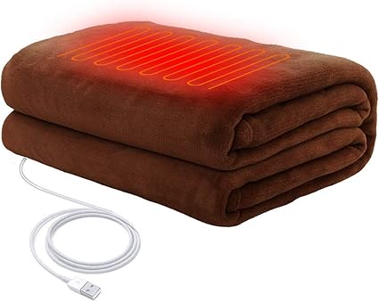 Amazon 電気ひざ掛け Usbブランケット 加熱ヒーター付き 100 60cm ひざ掛け 肩掛け 洗える 電気毛布 掛け 敷き 電気もうふ ふわふわ 大判サイズ オフィス リビング アウトドア 車 Brown Kaaoo 電気毛布 ひざ掛け 通販