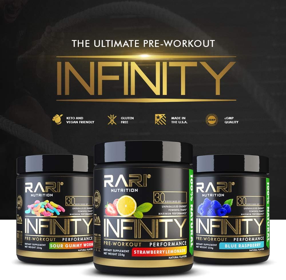 RARI Nutrition - Infinity Pre Workout Powder - Natural Preworkout Supplement for Men and Women - Keto and Vegan Friendly - No Creatine - 30 Servings - (Strawberry Lemonade): Health & Personal Care