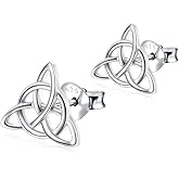 925 Sterling Silver Good Luck Irish Celtic Knot Triangle Vintage Stud Earrings