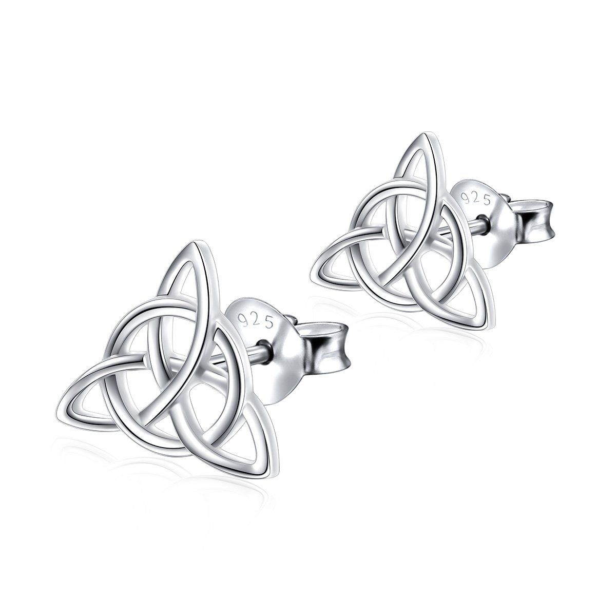 925 Sterling Silver Good Luck Irish Triangle Vintage Triquetra Celtic Knot Stud Earrings for Women