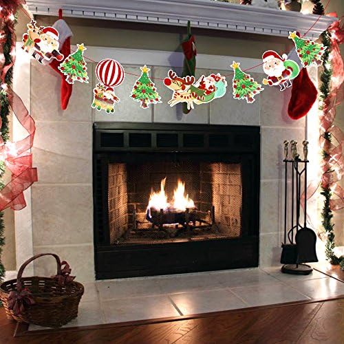 Christmas Banners, FLY2SKY Banners Garlands for Holiday Party Decoration 10 Ft Christmas Hanging Bunting Decorations Christmas Banners String for Christmas Style 4