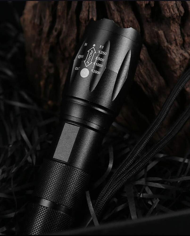 Super Bright 2000 Lumen 18650 Tactical Flashlight and 6PCS 3.7V High Capacity Rechargeable Battery+Batteries Charger, Zoomable, Water Resistant, 5 Modes Handheld Light - - 