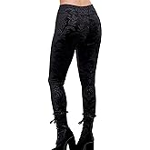 Nihsatin Gothic Punk Velvet Skinny Pants for Women High Waist Jacquard Stretch Leggings