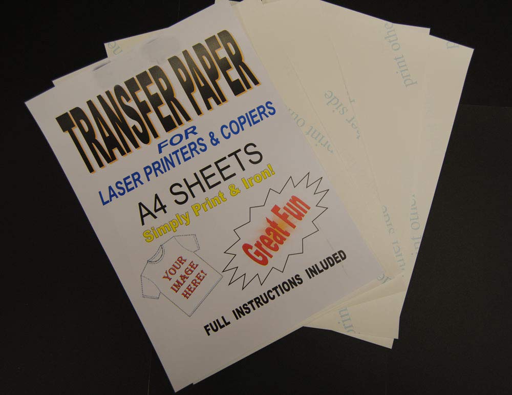 Laser & Copier Printable T Shirt & Fabric Transfer Paper for Light Fabrics 10 A4 Sheets