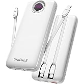 GrnOas.E Portable Charger with Built in Cables,10000mAh 22.5W Max High-Speed Charging Power Bank with 4 Outputs 2 Inputs,External Travel Battery Pack for iPhones Android,iPad (Pearl White)