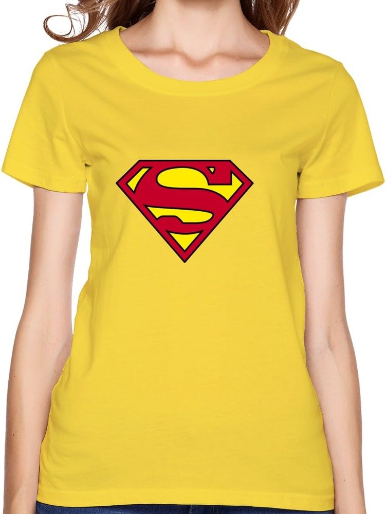 ROCRO Women's Superhero Superman Logo Tshirt Large Yellow