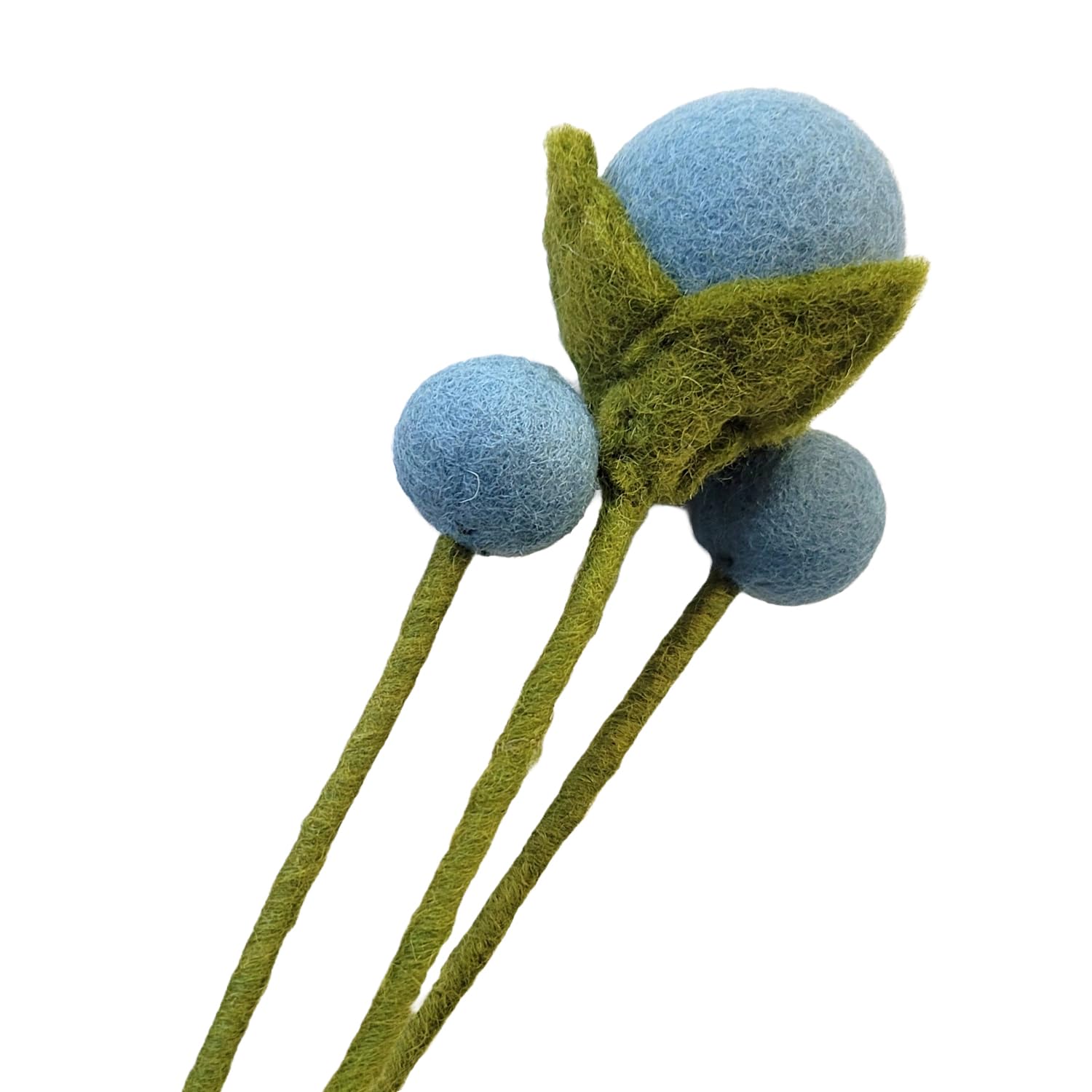 your castle Felt Flowers Handmade Decorative Flowers for Custom Creations, Sustainable Gift, Fair Trade, Realistic Artificial Flowers, Pack of 3 in Light Blue