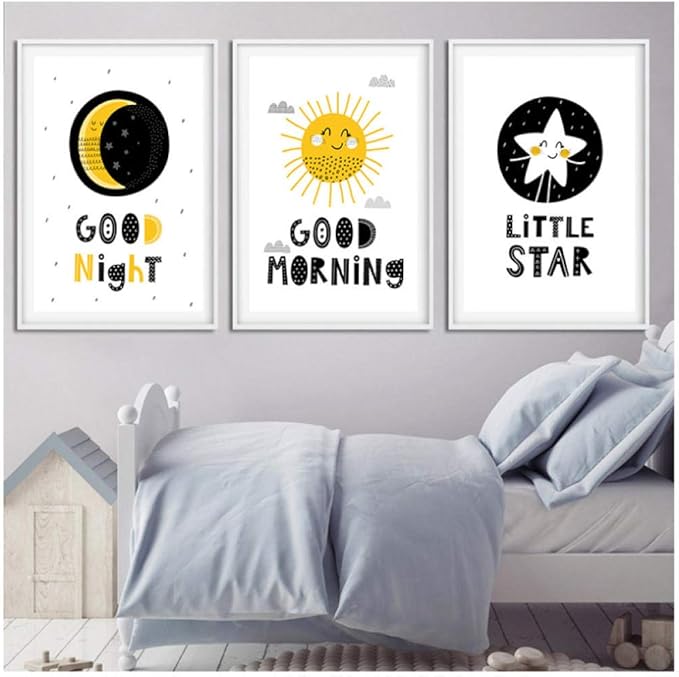 xwwnzdq Dibujos Animados nórdicos Sol Luna Estrellas Buenos días Buenas