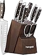Kitchen Knife Set 8 Piece with Oak Wooden Block Sharpener and Pakkawood Handle, homgeek High Carbon 1.4116 Stainless Steel Professional Sharp Chef Knife Block Set Forged, Full-Tang