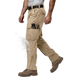 SWISSWELL Mens Cargo Work Pants Ripstop Tactical with 10 Pockets Outdoor Water Resistant Hiking Construction