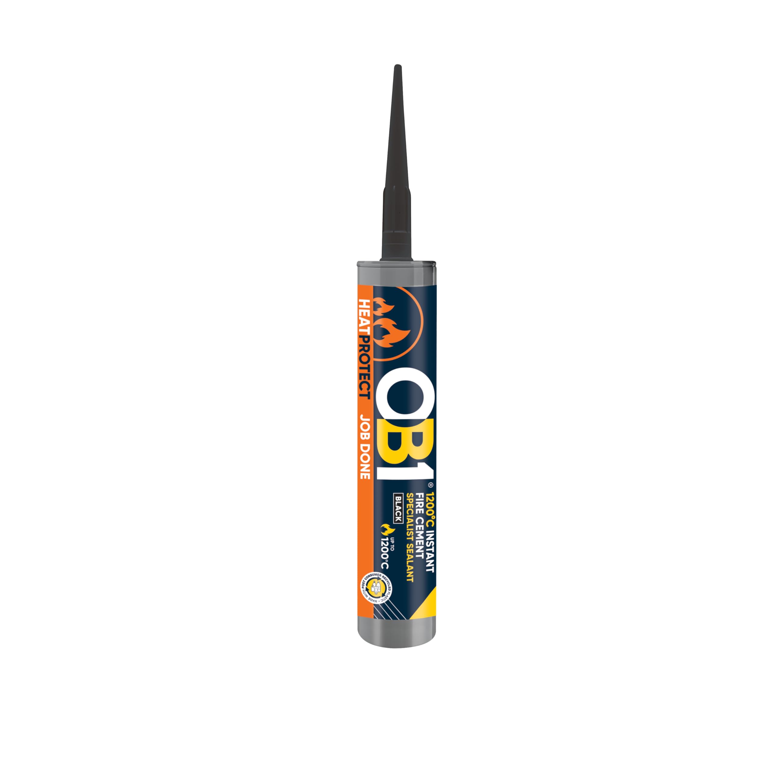 OB1 Black HeatProtect Fire Cement 1200°C – High Temperature Heat Resistant Sealant for Stoves, Fireplaces, Ovens & Chimneys.