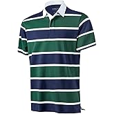 VANLYTK Mens Polo Shirts Striped Cotton Moisture Wicking Classic Collared Casual Golf Shirts for Men
