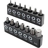 ROTATION 14-Piece Tamper Resistant Star Bits, Chrome Vanadium Steel, T5 - T40 Impact Grade Security Torx Bit Set, 1/4-inch Hex Shank