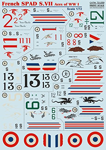 DECAL FOR AIRPLANE FRENCH SPAD S.VII AIRCRAFT ACCESSORIE 1/72 PRINT SCALE 72-259