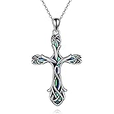 ONEFINITY Religious Cross Pendant Necklace Sterling Silver Origami Cross Pendant Gifts for Women Men Jewelry