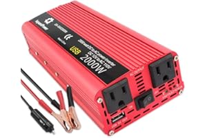 IpowerBingo 1000W Power Inverter 12V DC to 110V AC Car Plug Adapter Outlet Converter with Dual AC Outlet 2.4A USB 12 Volt Invertor Car Cigarette Lighter Inverter for Laptop Computer RV Truck